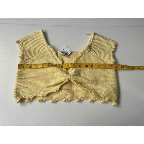 ASOS Miss Selfridge Crochet Knit Scallop Neck Ruched front cropped Yellow Top - Picture 5 of 7